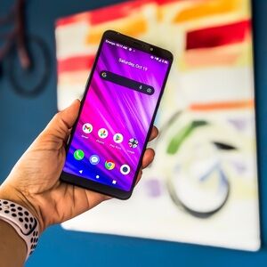 Black Smartphone with Purple Display